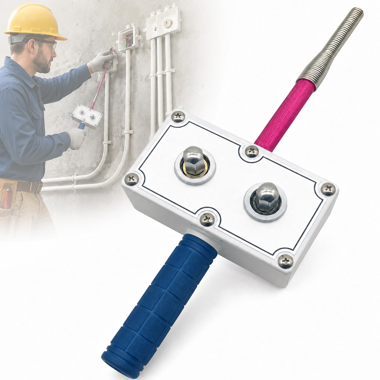 YIYIRAN Professional Electrician's Wire Pulling Assistant Tool, Drill Powered Wire Puller Fish Tape Wire Puller, Flexible Spring Guide Head, Fast Conduit Wire, for Conduit & Walls