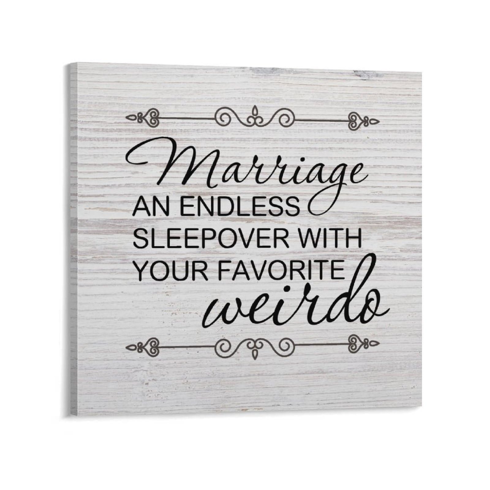 Canvas Print Pictures Artwork Decoration Marriage An Endless Sleepover With Your Favorite Weirdo Canvas Wall Art Ready To Hang Paintings For Living Room Bedroom Office Christmas Gifts - 12x12in