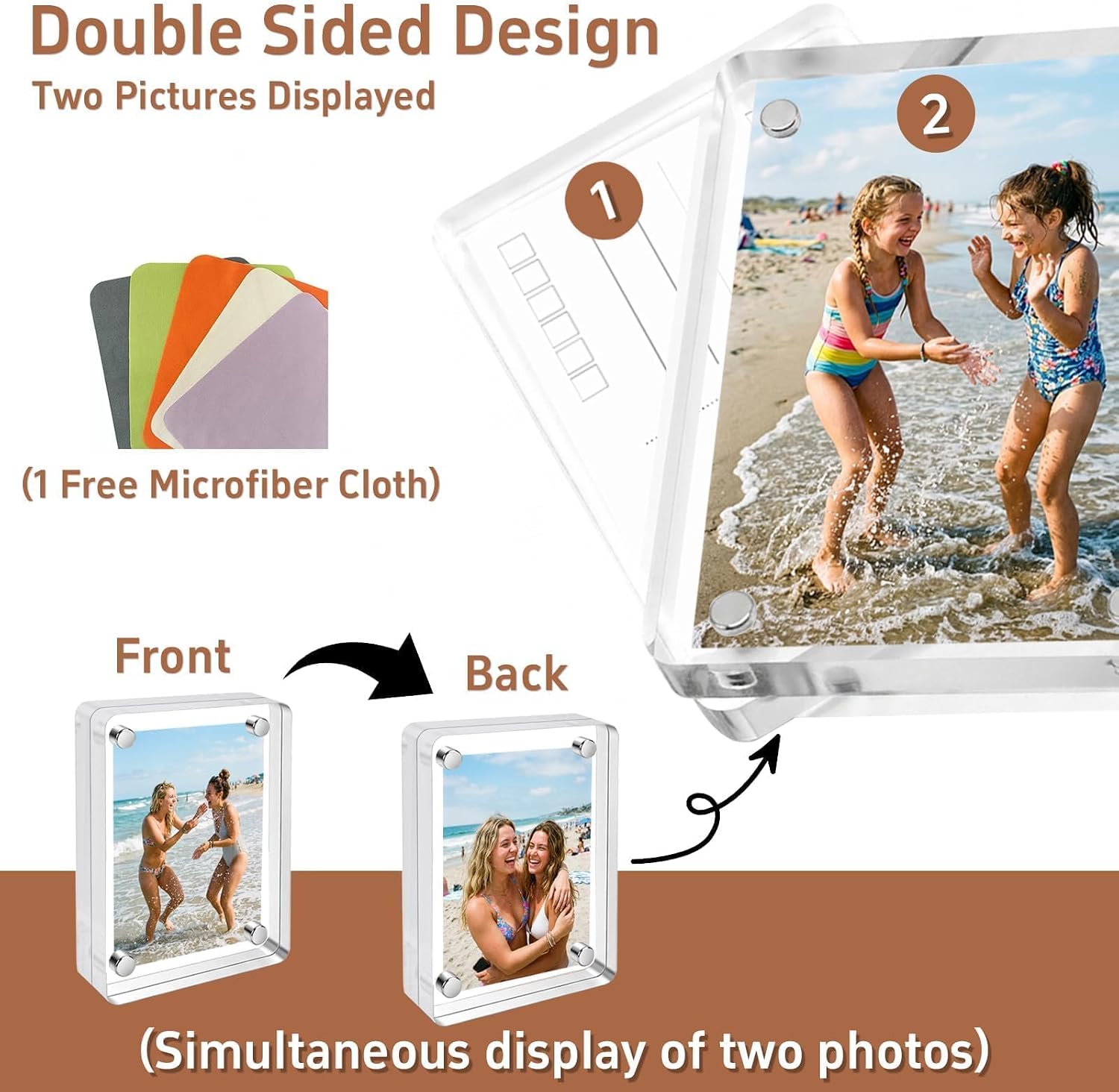 3 Pack Acrylic Polaroid Frames 2.5x3.5 Inch, Magnetic Wallet Size Frames