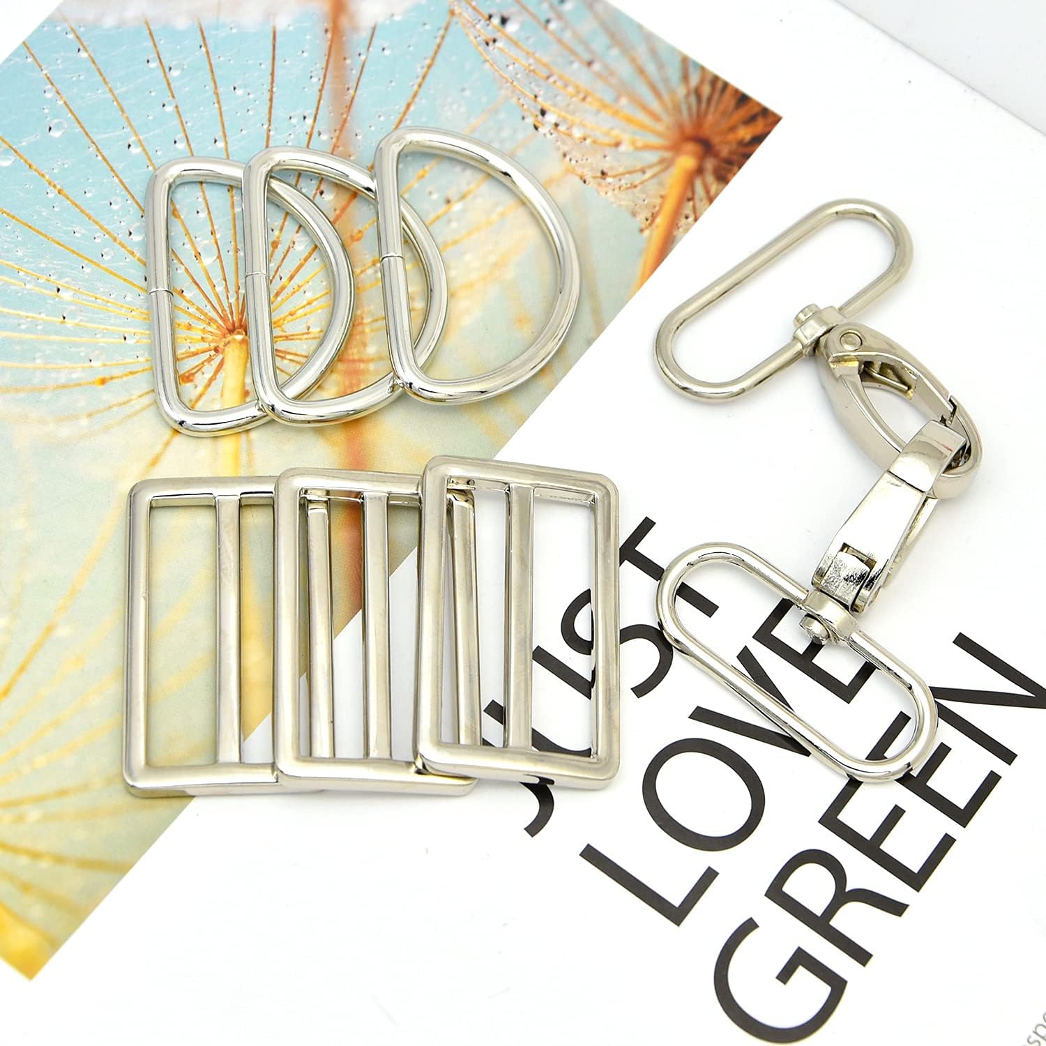 15Pcs Metal Swivel Snaps Hooks with D Rings and Tri-Glides Slide Buckles for Key Lanyard Purse Bag Straps Dog Collars DIY Sewing Hardware Craft (1-1/2 inch,Silver) - Image 4