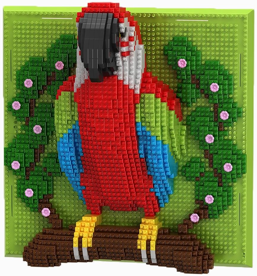 BDYDT Wall Art Parrot Building Blocks Set; a Wall Decor Set for Adults Who Love Creative Hobbies (2008 Pieces) Toys Gifts for Kid and Adult