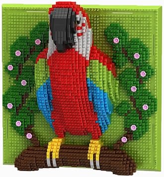 BDYDT Wall Art Parrot Building Blocks Set; a Wall Decor Set for Adults Who Love Creative Hobbies 2008 Pieces Toys Gifts for Kid and Adult