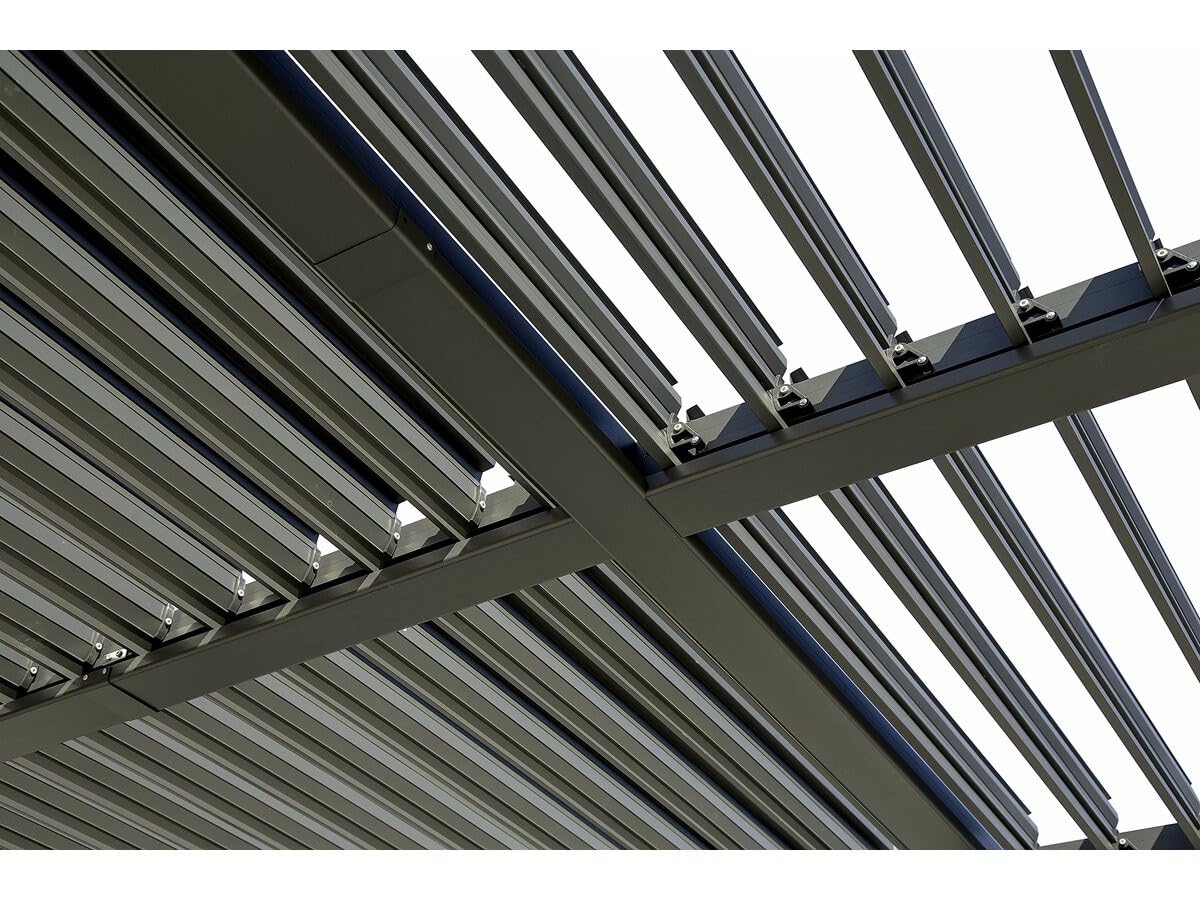 Pergola bioclimatica autoportante Kensington in alluminio - 3 x 5 m - Grigio