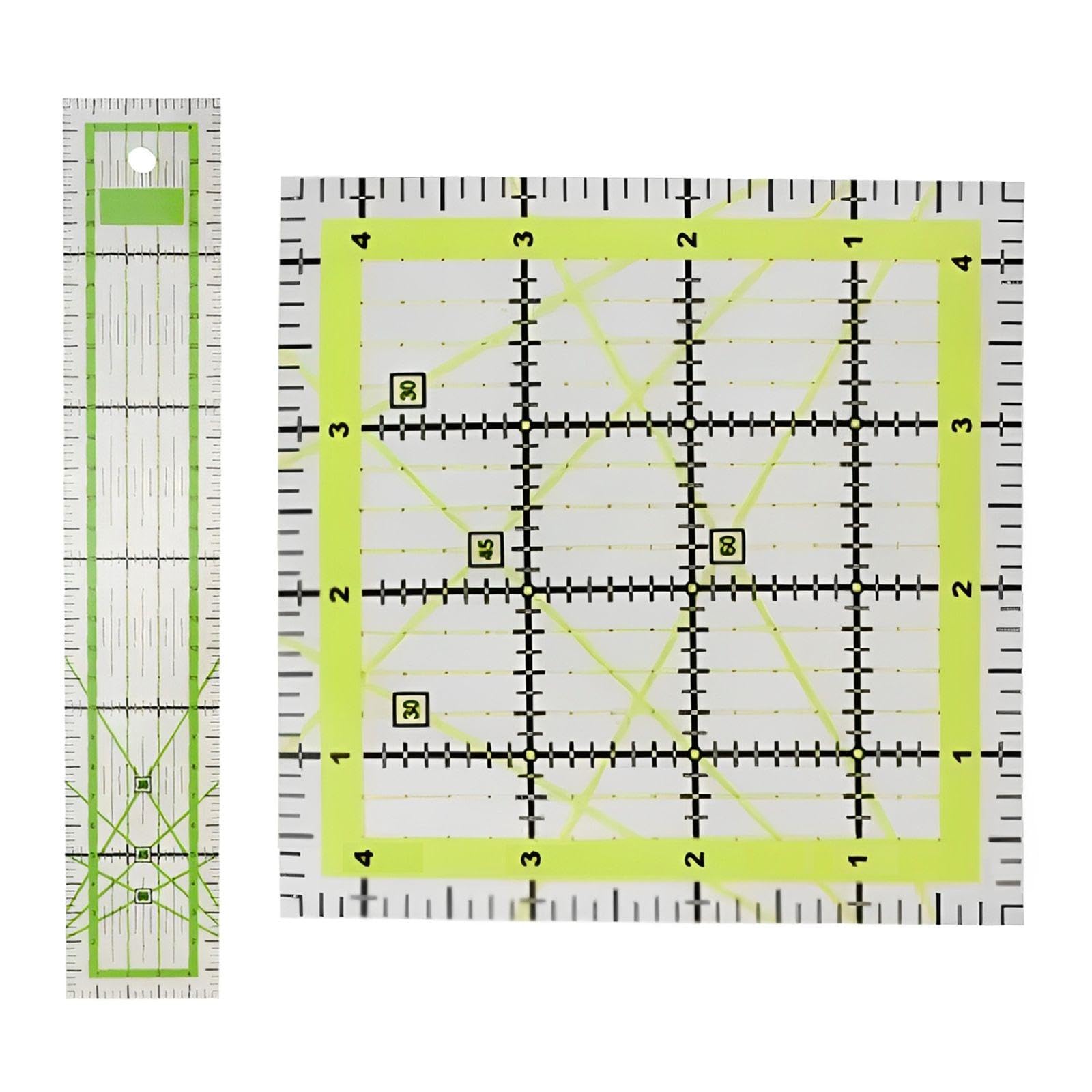 Memofynd 2 Pieces Sewing Ruler, Acrylic Patchwork Ruler, Sewing Accessories, Sewing Measuring Tools, Tailor's Ruler