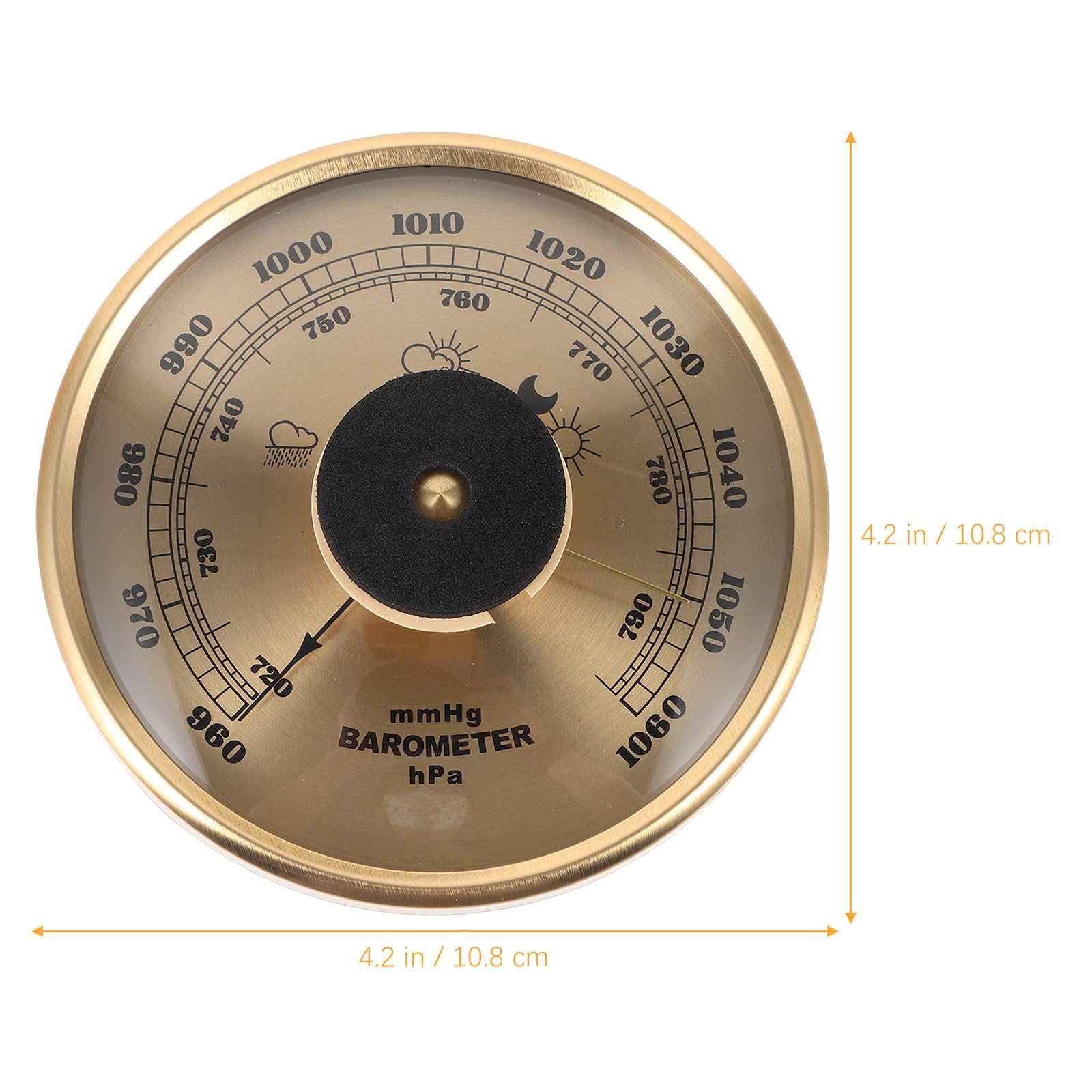 Barómetro Higrómetro de Metal Dorado Doble Sensor para Medir Presión Atmosférica y Humedad, Adecuado para Invernadero y Exteriores
