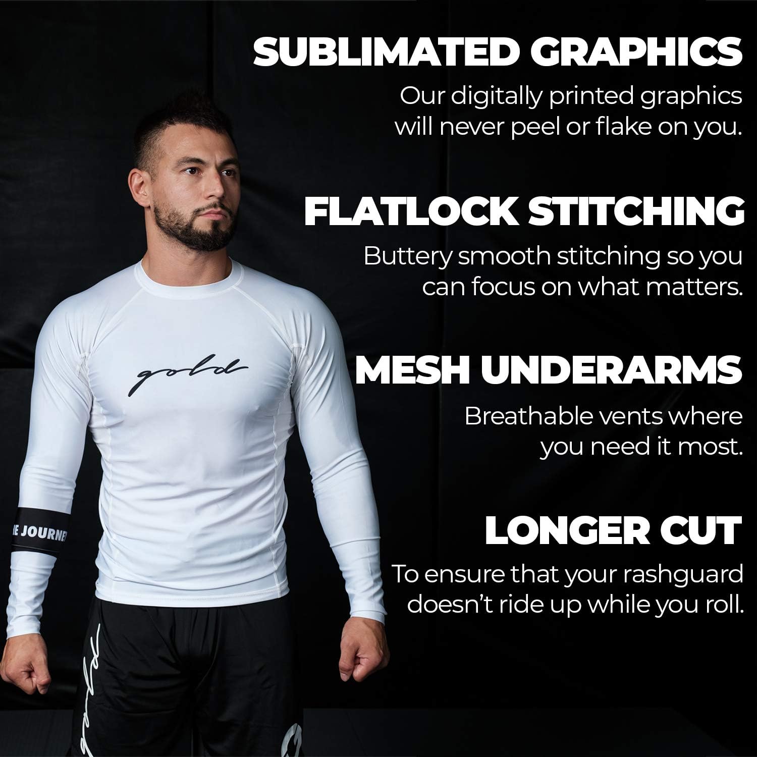 Gold BJJ Foundation Rash Guard - Ranked No-Gi and Gi Jiu Jitsu Rashguard - Image 5