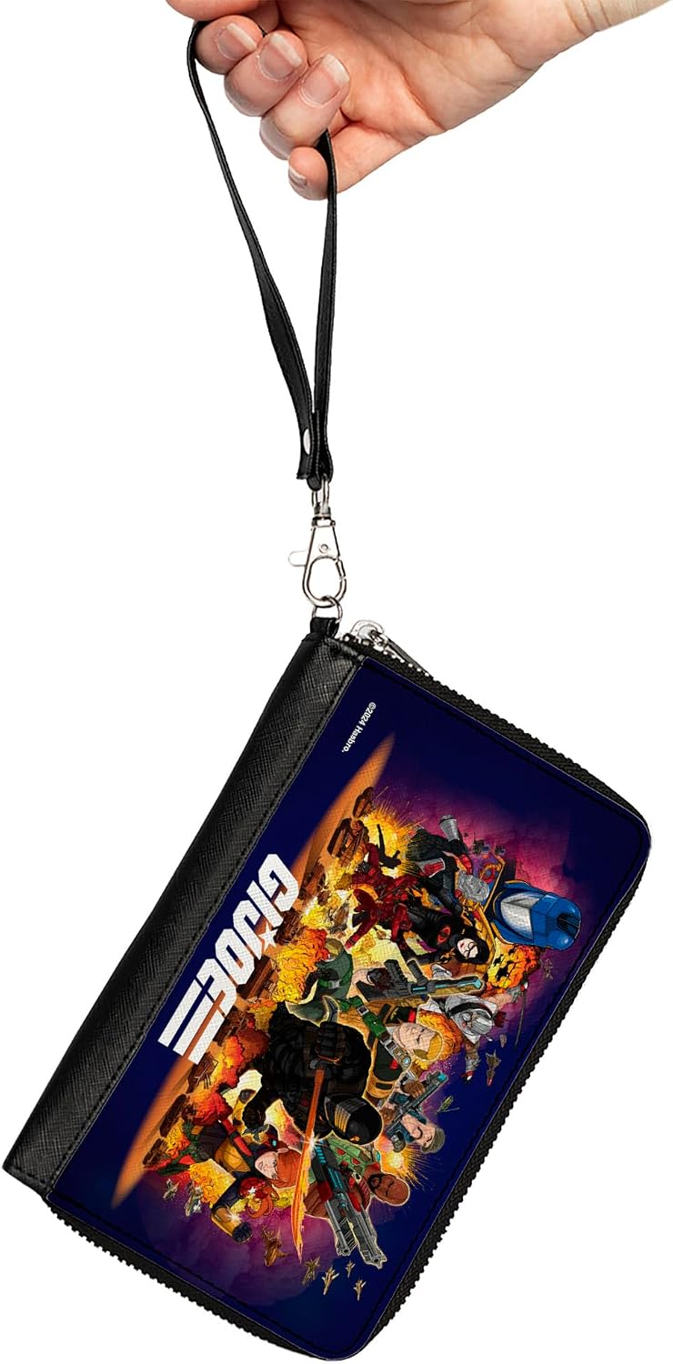 Buckle-Down GI Joe Wallet, Bifold, GI Joe Universe Agents Explosion Group Pose and Logo Blue, Vegan Leather