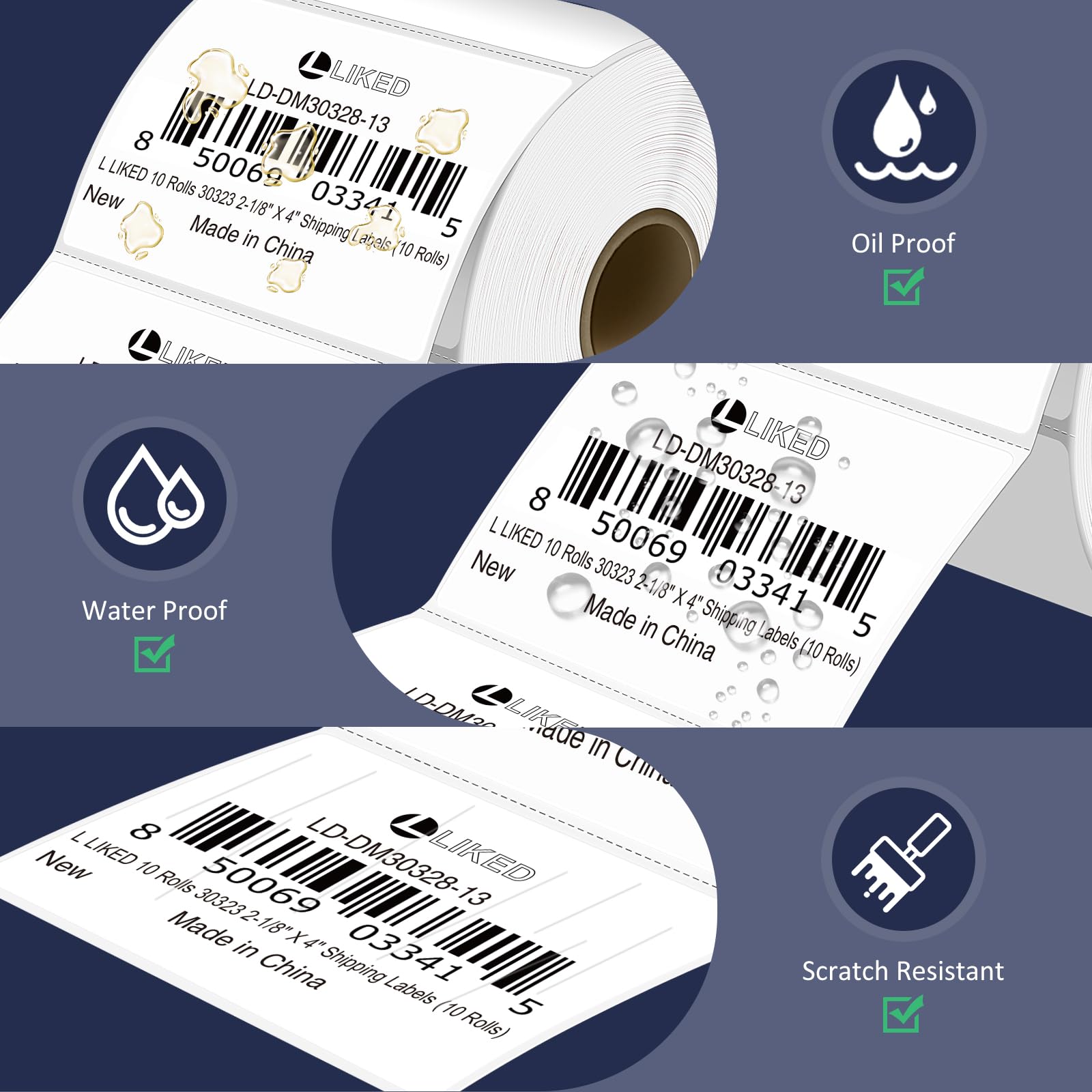 L LIKED Thermodirekt-Etiketten, 7,6 x 5,1 cm, perforiertes Barcode-Versandetikett, kompatibel mit Rollo, Zebra und anderen Desktop-Druckern (1 Rolle, 700 Etiketten)