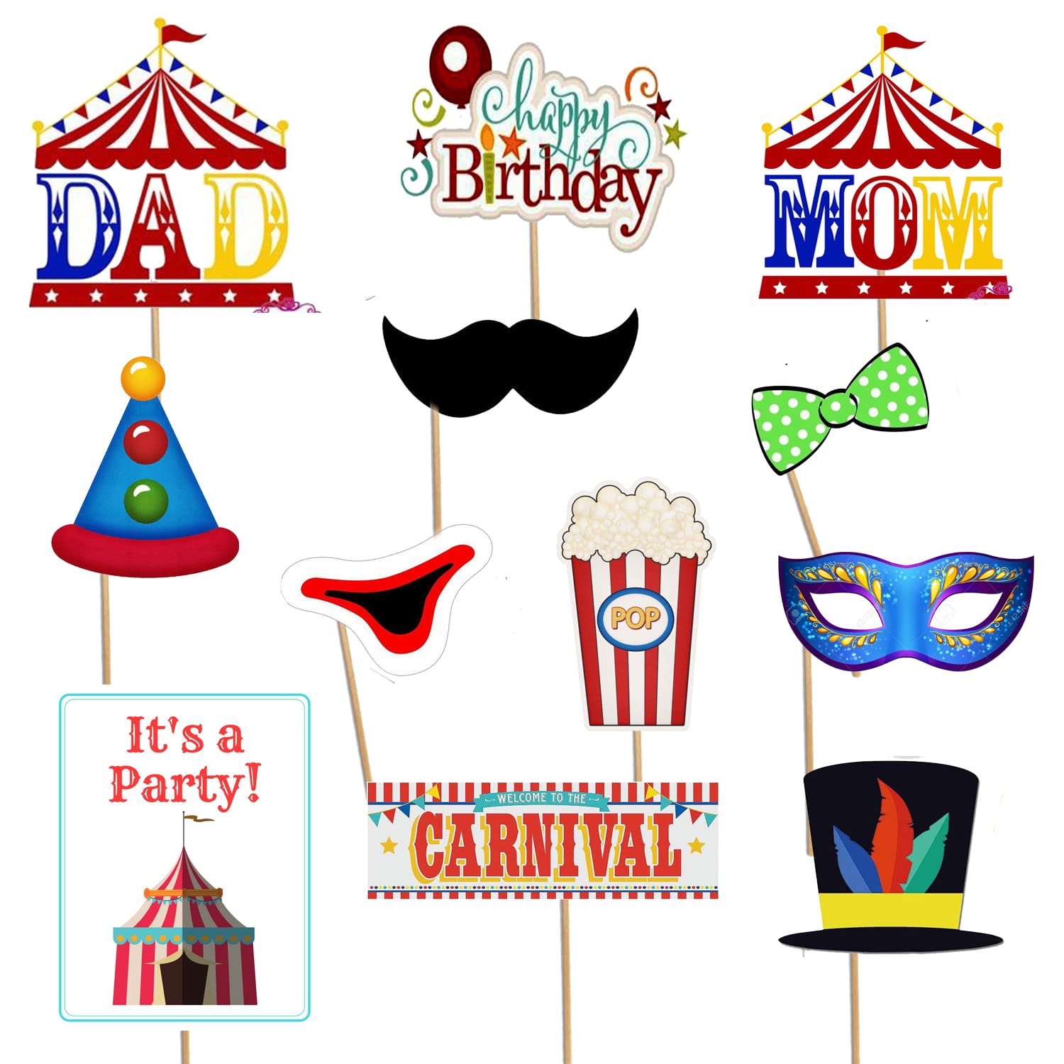 Beeban Carnival Theme Ceiling Hangings/Danglers Set For Birthday, Baby Shower Party Decorations (PhotoBooth props)