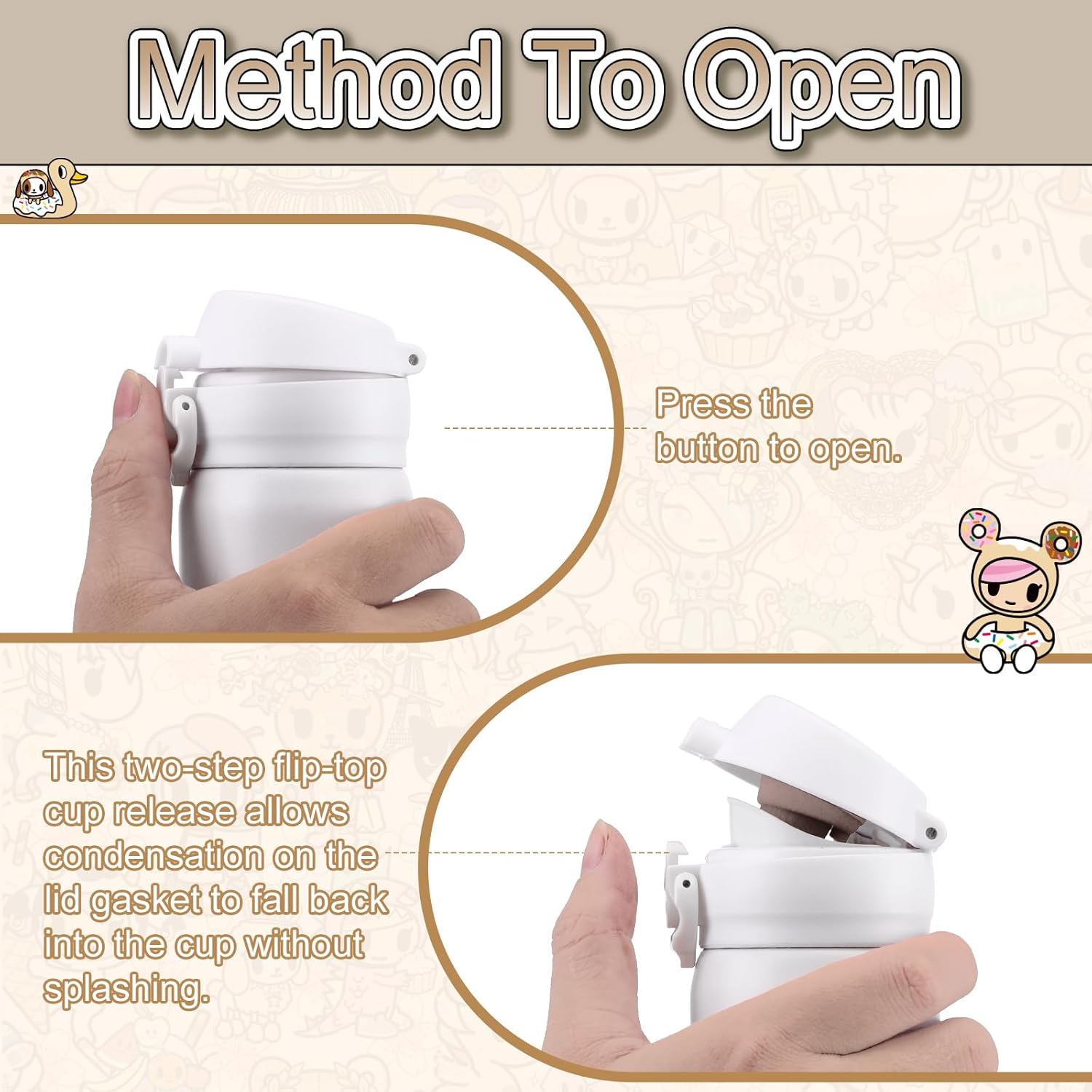 Tokidoki Unicorno insulated water bottle Stainless Steel Water Bottle 16oz Vacuum Sealed Thermal Cup with Leak Proof Flip Lid, Double Wall Tumbler for Hot & Cold Drinks, Unicorno Design - Image 6