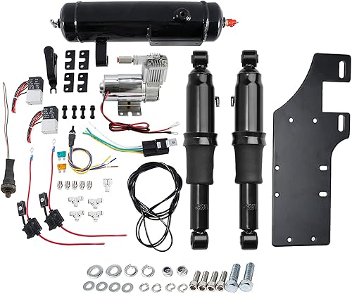 Vista 2 de TCT-MT - Kit de suspensión trasero Aire Rider + tanque de aire para Harley Touring 1994-2021 Road King FLHR Street Electra Glide FLHX FLHT Ultra Kit