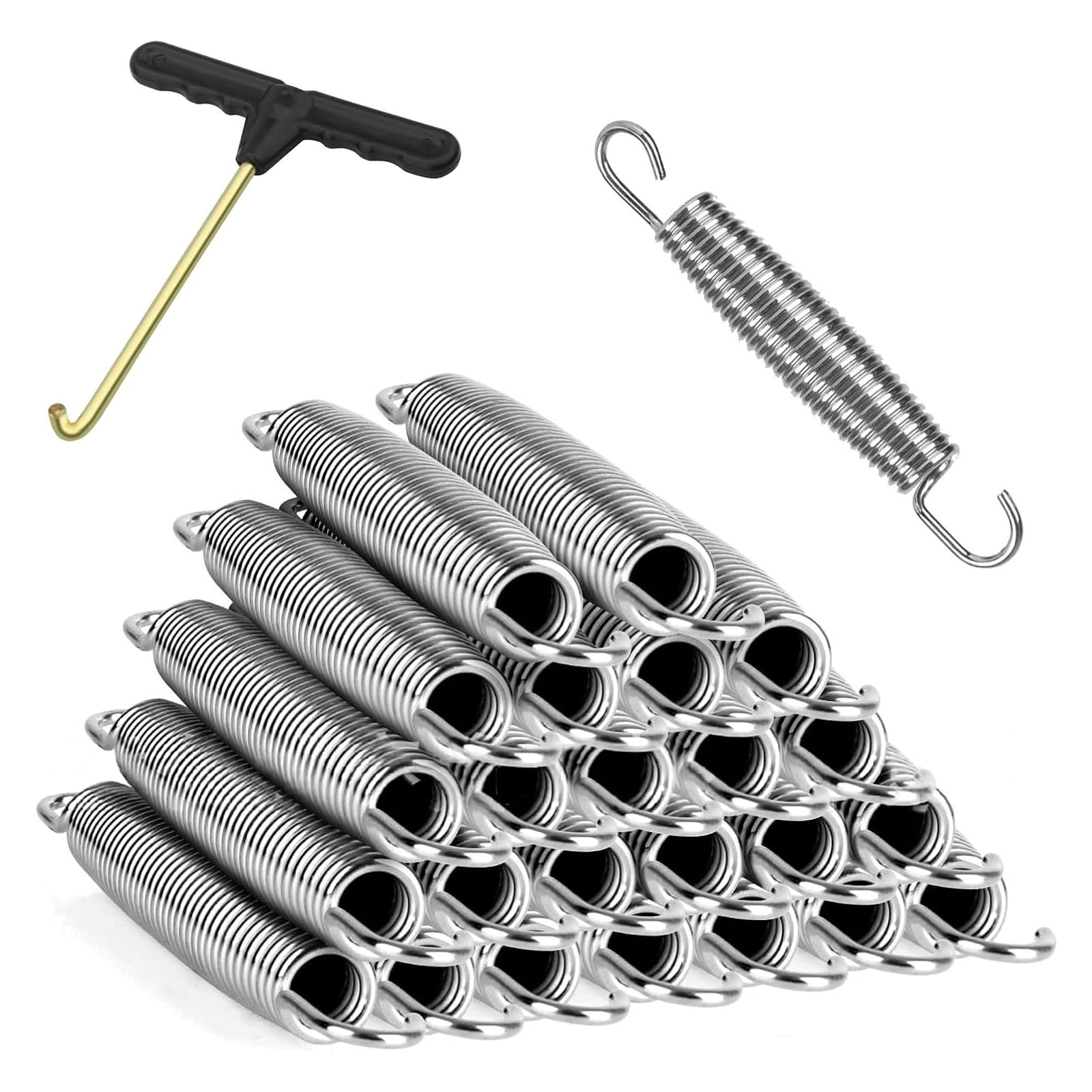 YTSMFL 12Pcs Trampoline Springs, Resistant Replacement Springs with T-hooks Jump Power Trampoline Parts for 240, 244, 305, 360, 366, 396, 400, 426 to 430 cm