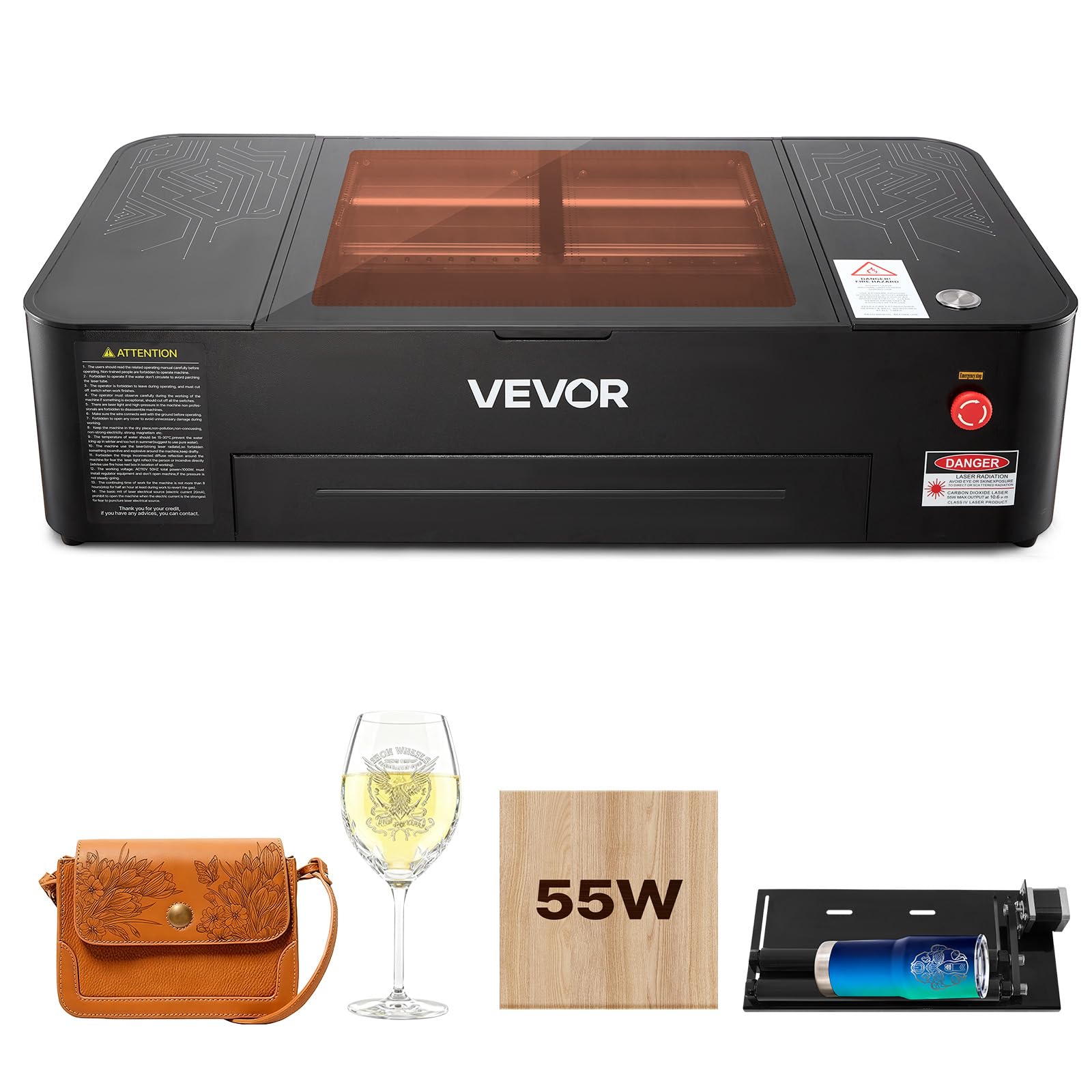 Amazon.com: VEVOR 55W CO2 Laser Engraver, 20 x 12 in, Desktop CO2