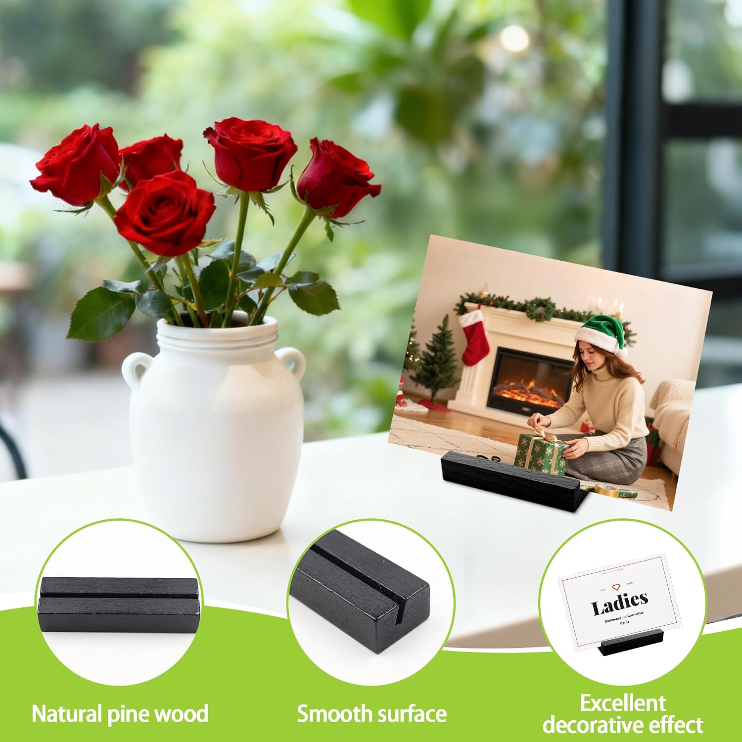 14 PCS Wooden Place Card Holders for Table, Wedding Name Card Holder Stand image 2