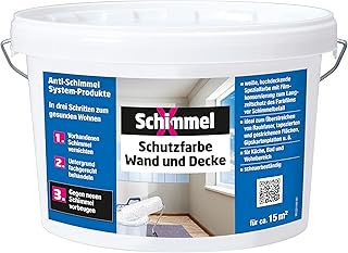 Schutzfarbe Wand und Decke 2,5 l | hochdeckende Spezialfarbe | für Küche, Bad und Wohnbereich | scheuerbeständig | Lösemittelfrei | Innenbereich