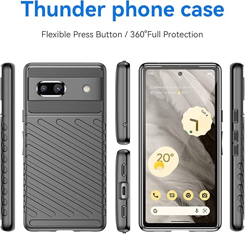 Miniatura 6 de Funda para Google Pixel 7A 5G, silicona suave y delgada, fibra de carbono, antiarañazos, a prueba de golpes, flexible, de goma fina, TPU,
