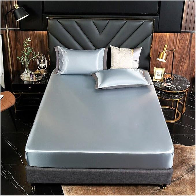 HKYBCF Ice Silk Bed Sheet, Cold Feeling Ice Silk Bed Sheet Bedding Set
