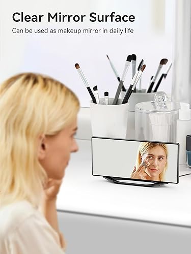 Miniatura 3 de Relojes despertadores digitales para dormitorios, relojes electrónicos con espejo LED de 8.7 pulgadas con 2 puertos de carga USB, 7 niveles de