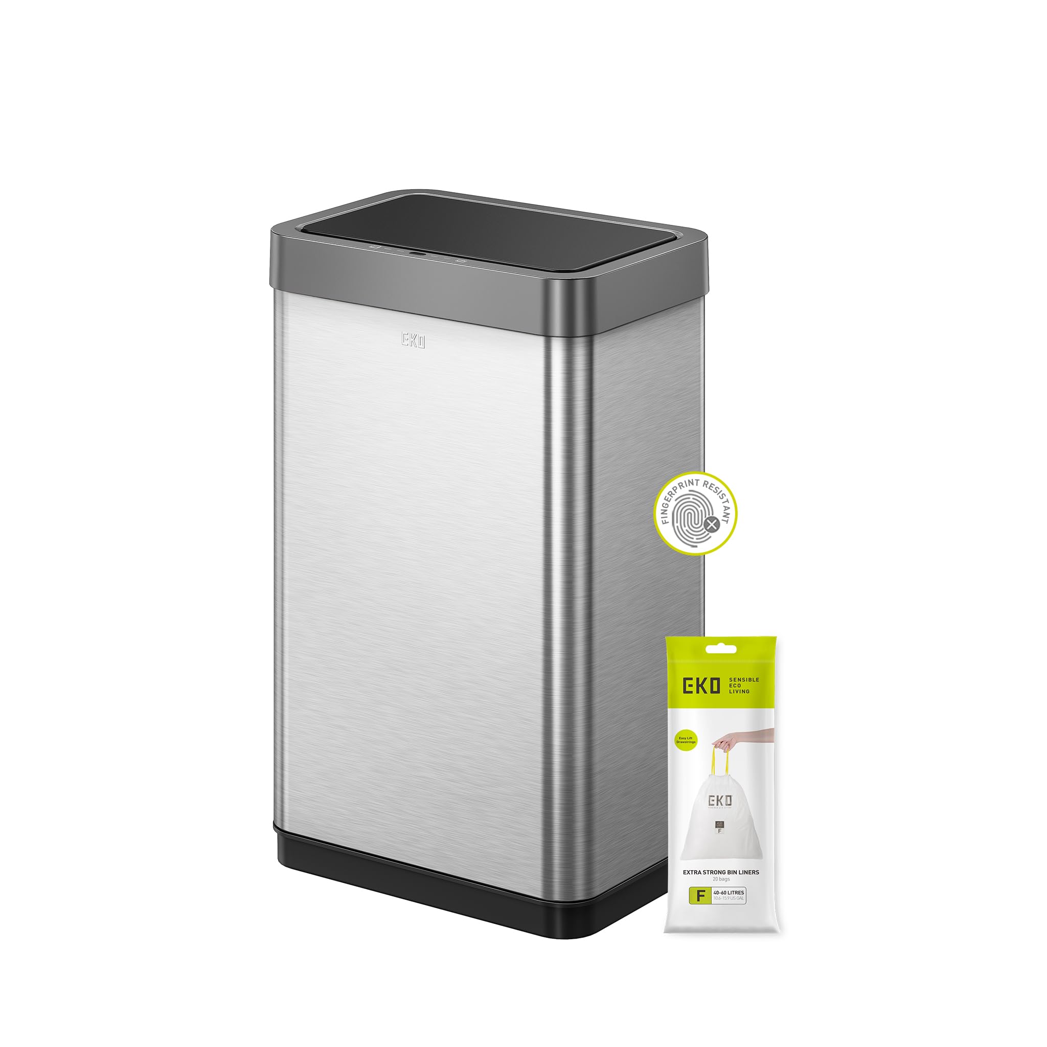 EKO Mirage X Large Sensor Bin, Touchless Automatic Rubbish Bin, Perfect for Kitchen & Home, Stainless Steel, 45 Litre