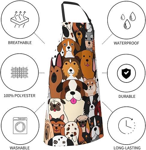 Miniatura 6 de Lindo delantal para perros con 2 bolsillos, delantales con babero para hombre y mujer, para cocina, cocina, chef, camarera, manualidades,