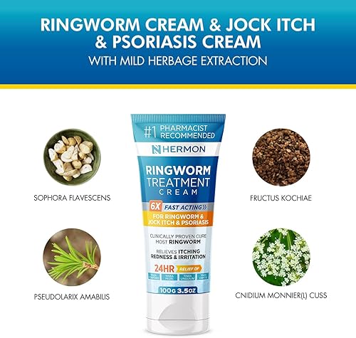 Miniatura 4 de Hermon Potente crema antifúngica para tiña  Tratamiento eficaz para tiña rebelde, picazón deportista, eczema, tiña versicolor, pie de atleta, para