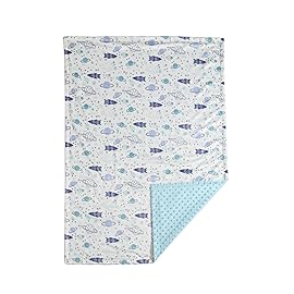 CREVENT Minky Baby Blanket for Girls Boys, Soft Plush Receiving Blanket for Newborns - 30x40 Inches (Space)