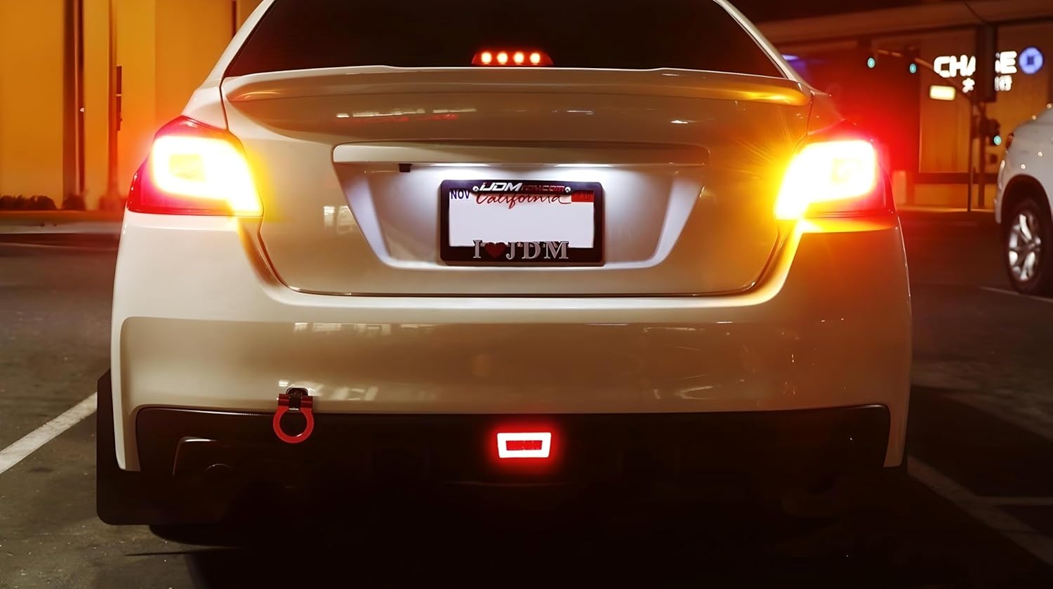 iJDMTOY Red Lens 3-in-1 LED Rear Fog Light Kit for 11-up Subaru Impreza WRX/STi, Functions as Tail Lamp, Brake Lamp, Backup Reverse Light (Includes Wire Harness & Mounting Bracket)