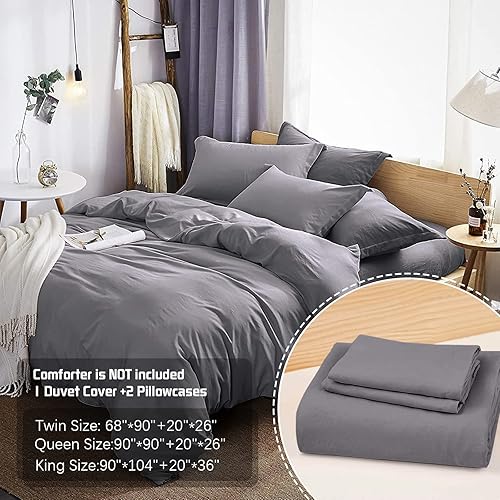 Miniatura 8 de Dreaming Wapiti Juego de funda de edredón tamaño Queen, microfibra lavada, azul aciano, tamaño Queen, color liso, suave y transpirable, con cierre