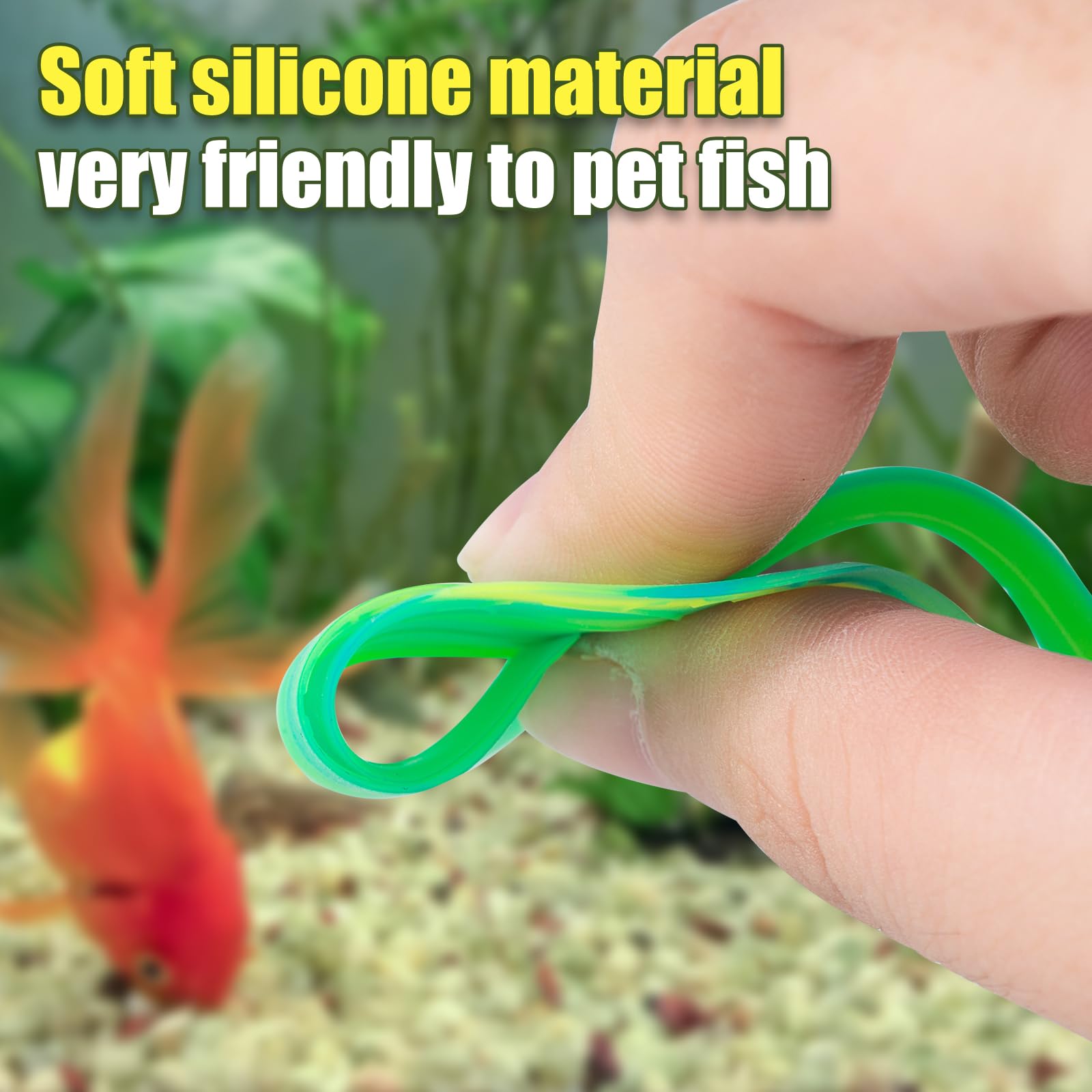 SLSON Betta Hamac Feuille de Lit, Tapis du Repos,Aquarium Decoration Plantes,Décoration de Réservoir à Poisson en Matériau Doux Silicone,Ventouse Forte, Pas Facile à Déplacer
