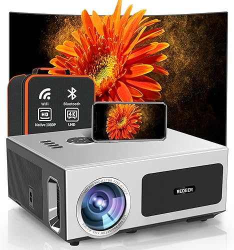 Proyector 4K, proyector de películas caseras ANSI 2000 4K con Wifi 6 y Bluetooth, altavoces de 20 W, corrección Keystone 6D, zoom del 50%, PPT,