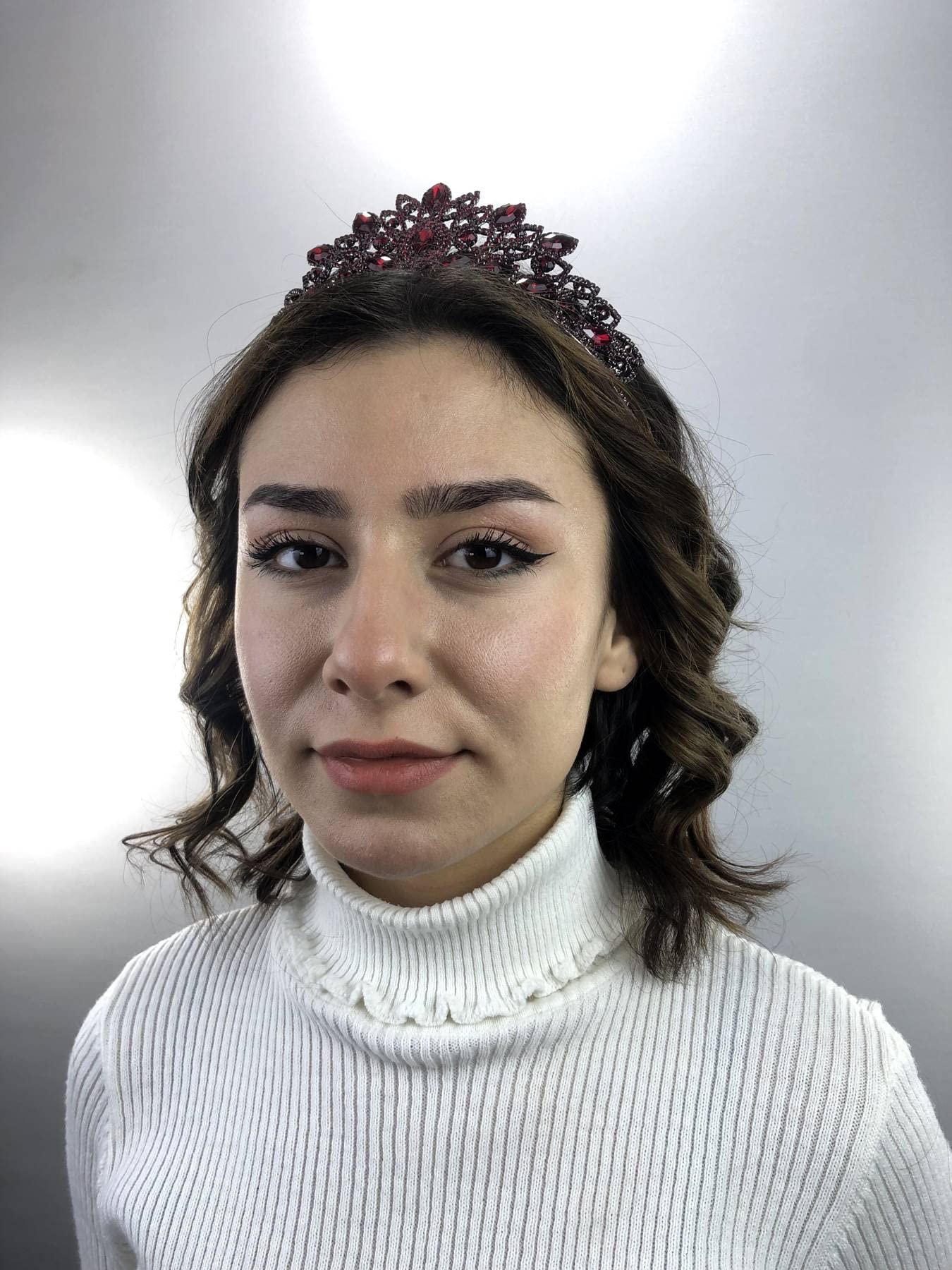 Hobigram Sophia Bordo Kristal Taşlı Kına Ve Gelin Tacı
