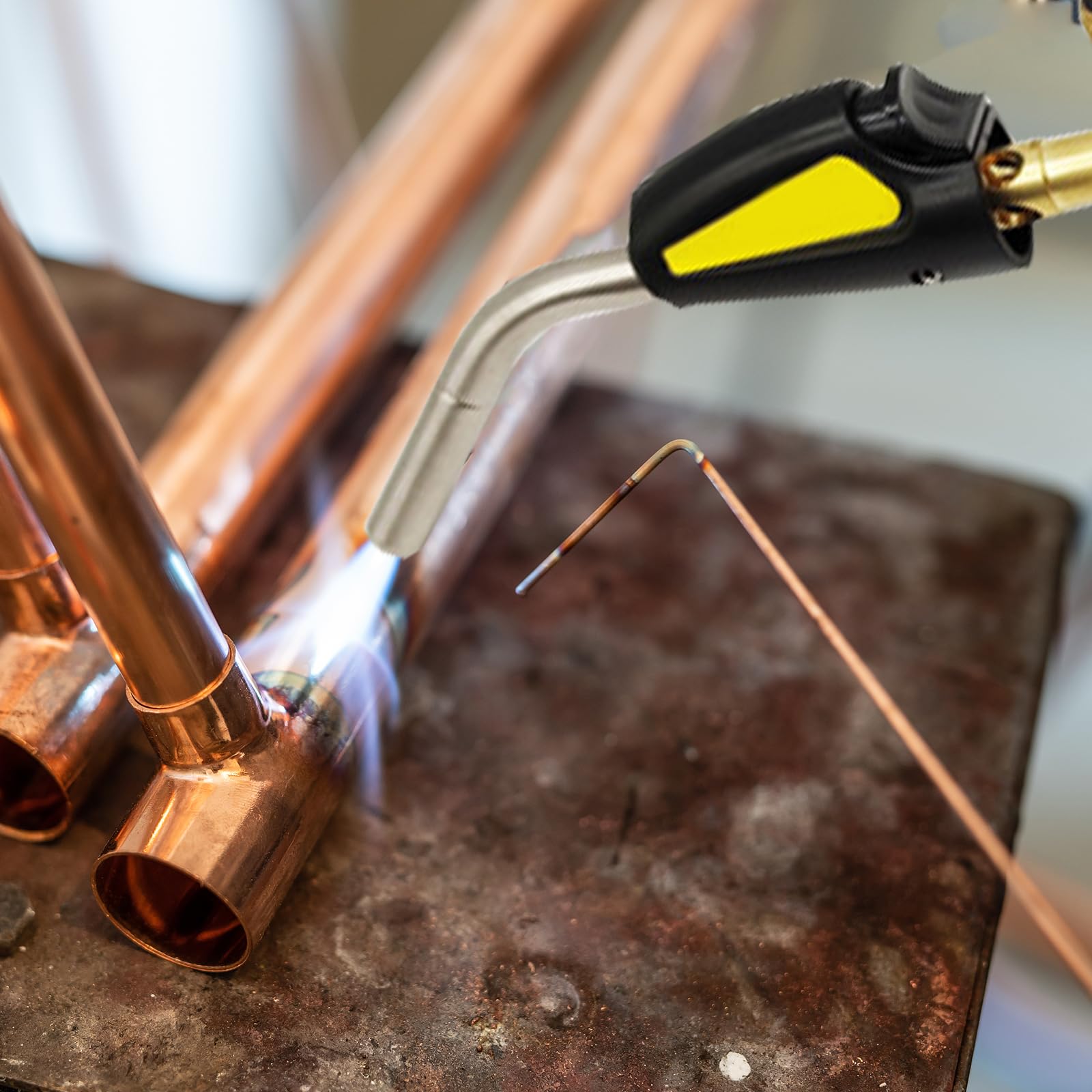Torcia a Gas, Torcia di Saldatura per Cilindro di Propano con Tubo da 1,5 m e Valvola di Fiamma Regolabile Saldatura Idraulica Interfaccia CGA600 per Saldatura, Accensione, Barbecue