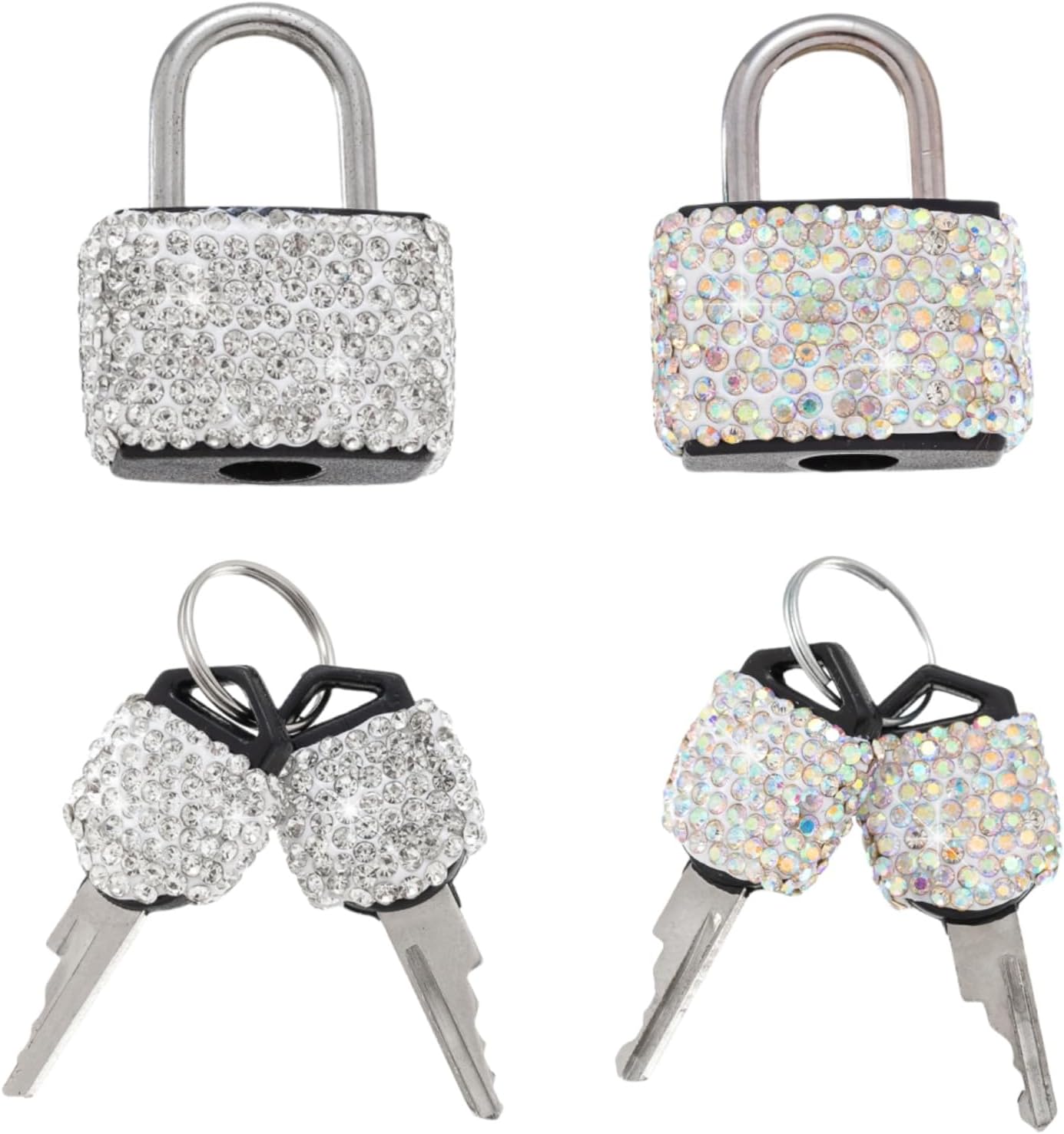 2 Pcs Small Locks with Keys Mini Luggage Locks Bling Keyed Padlock with Key Metal Lock for Locker Suitcase,Backpack,Boxes,Laptop Bag(White+Colorful)