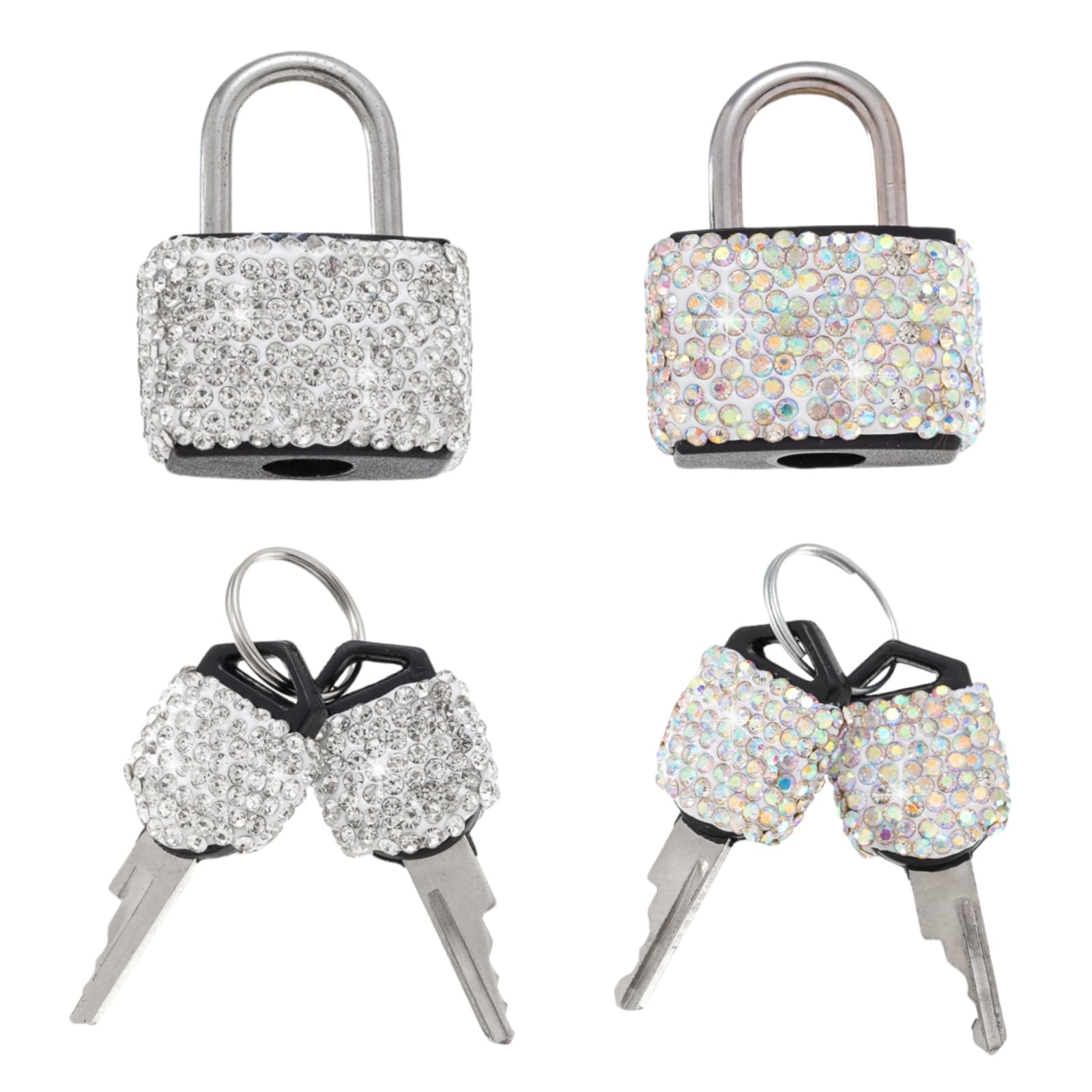 2 Pcs Small Locks with Keys Mini Luggage Locks Bling Keyed Padlock with Key Metal Lock for Locker Suitcase,Backpack,Boxes,Laptop Bag(White+Colorful)