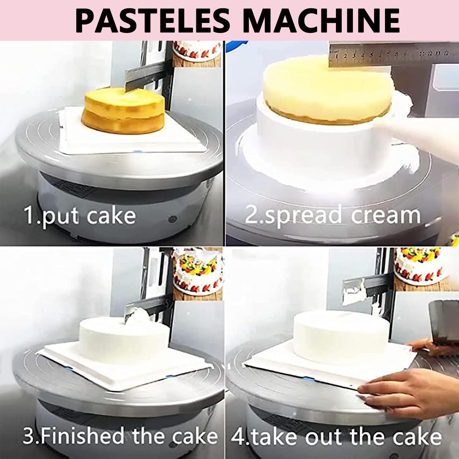 Macchina elettrica per decorare torte da 200 W, semiautomatica per glassa e spalmatrice per torte, adatta per torte da 10-30 cm, strumento efficiente per l'applicazione della crema
