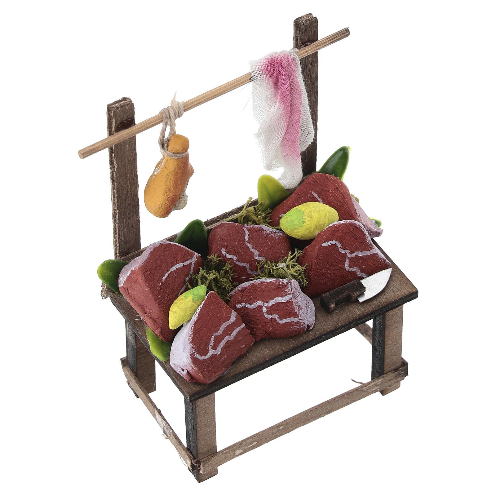 Holyart Ambientazioni, botteghe, case, pozzi: Banco della carne 10x7x4 presepe 12 cm