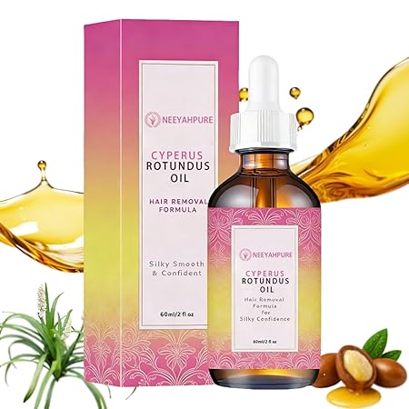 Cyperus Rotundus Oil, Neeyah Pure Cypress Body Oil, 100% Natural & Pure, Hair Removal Oil for Skin, Hair Removal, for Diffusers for Home 60ml-2fl oz, for All Skin Types (1PCS)