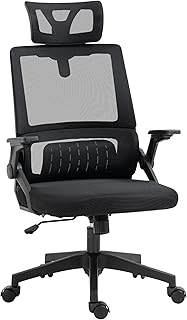 Vinsetto Chaise de Bureau Fauteuil de Bureau Ergonomique avec Support Lombaire et appuie-tête réglable Tissu en Maille Respirante Noir