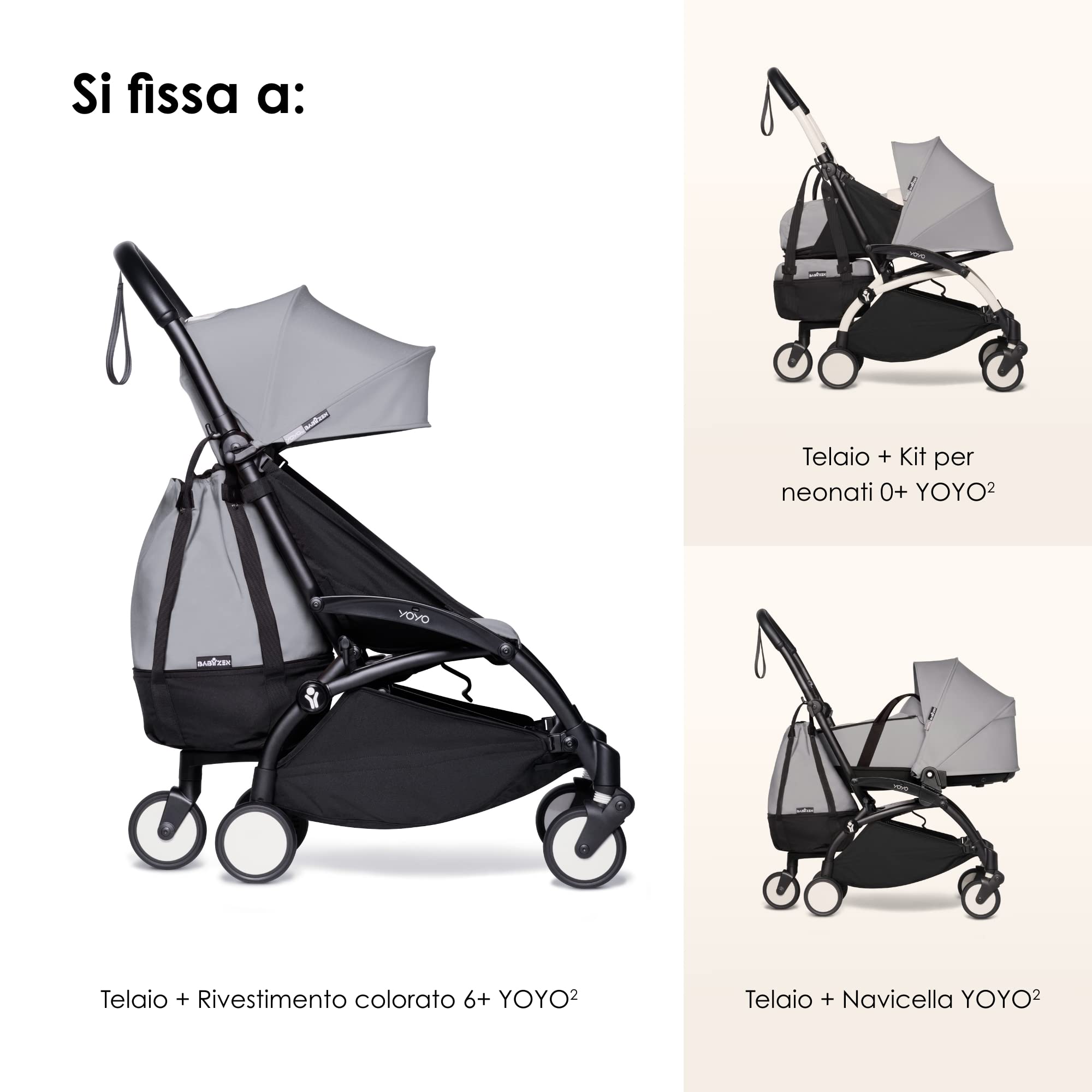 Borsa BABYZEN YOYO - Per uno spazio addizionale sul passeggino YOYO2 - Include una base robusta, ruote e ganci