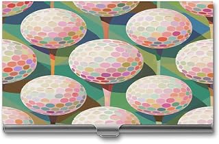 Golf Balls Pattern Colorful Business Card Case Aluminum for Women Men Slim Pocket Wallet Portable Business Credit Card ID Holder 3.7X2.2X0.3 In