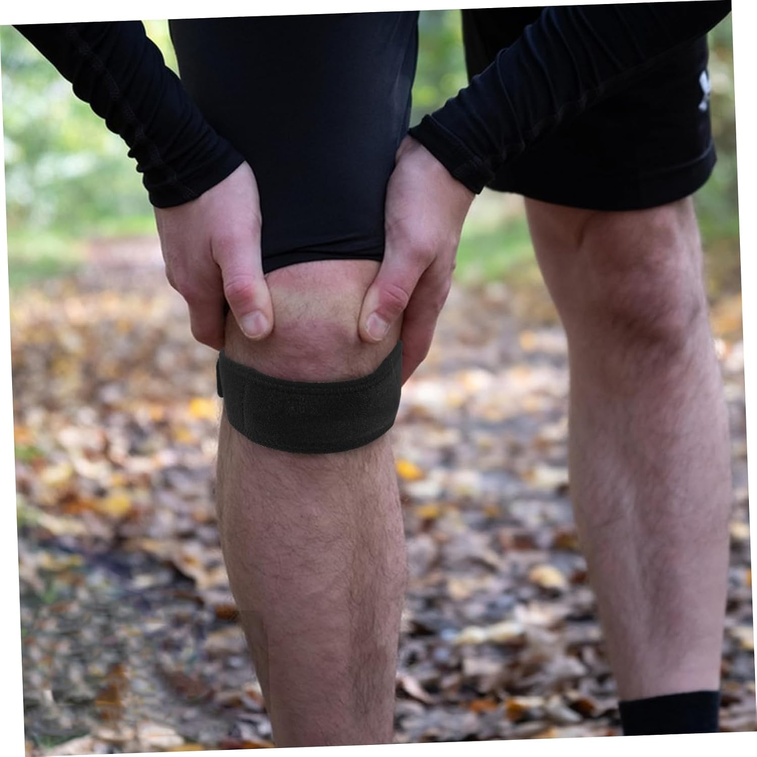 YARNOW Adjustable Knee Strap for Men Women Breathable Knee Protector for Basketball Hiking Cycling Shock Absorbing Ergonomic Fit Sweat-wicking Elastic Band for