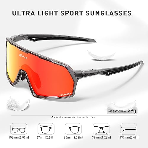 Miniatura 5 de KAPVOE Gafas de sol polarizadas para ciclismo y deportes para hombres y mujeres, protección UV400, MTB Bicicleta, pesca, bicicleta de montaña