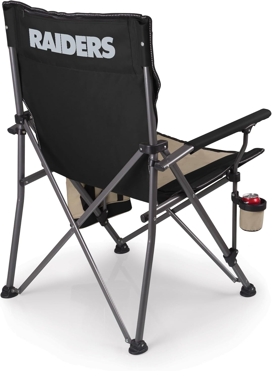 Picnic TIME NFL Las Vegas Raiders Big Bear XXL Camp Chair with Cooler, Heavy Duty Beach Chair, 500 lb Capacity Camping Chair with Carry Bag, (Black)
