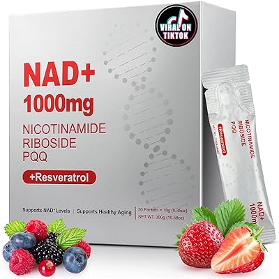 1000mg High-Potency NAD+ Liquid Supplement, Nicotinamide Riboside & Resveratrol with PQQ, Boosts Cellular Energy, Focus & Healthy Aging - 1 Pc