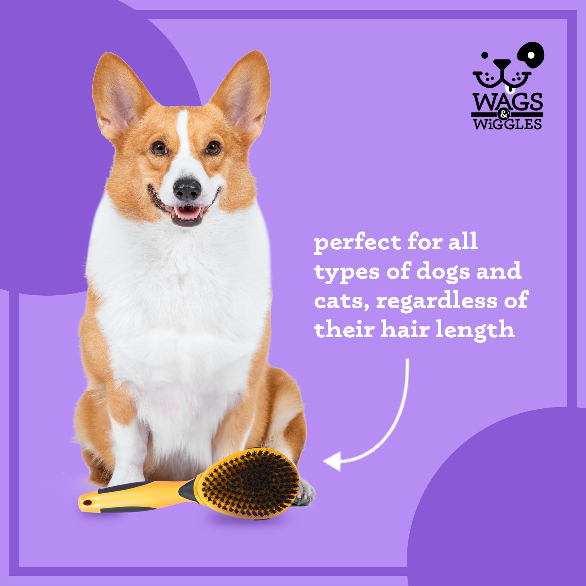 Wags & Wiggles Doppelseitige Hundebürste – Effiziente Haustierpflege für lang- oder kurzhaarige Hunde & Katzen, Haarausfallbürste, Entwirrungsstift & Borstenhaarbürste, Doodle & Pudelbürste,