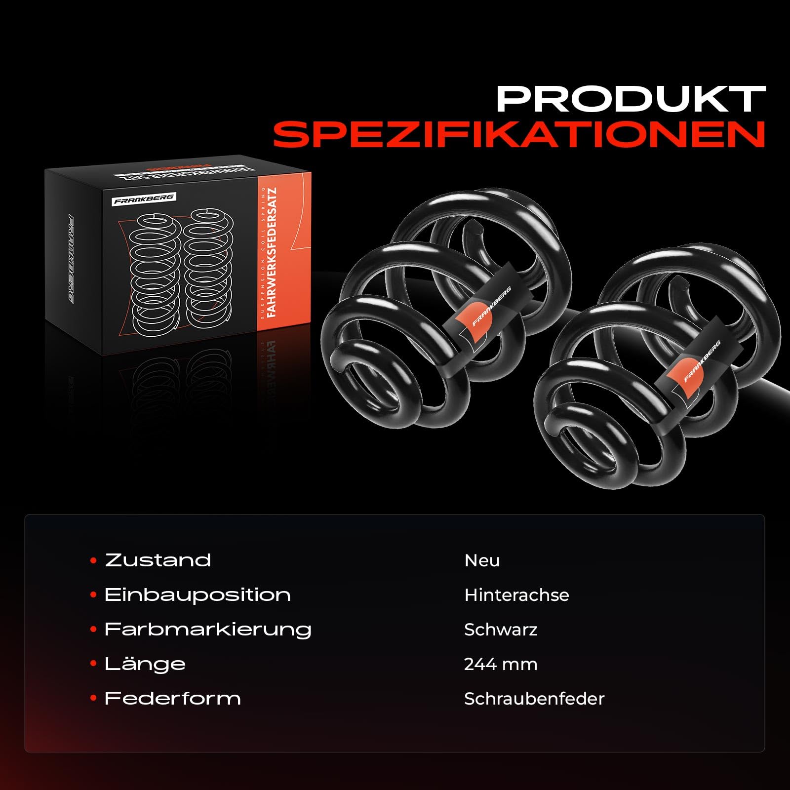 Frankberg 2 ressorts de suspension pour essieu arrière 7H0511115F | Compatible avec: M.u.l.t.i.v.a.n V T.r.a.n.s.p.o.r.t.e.r V