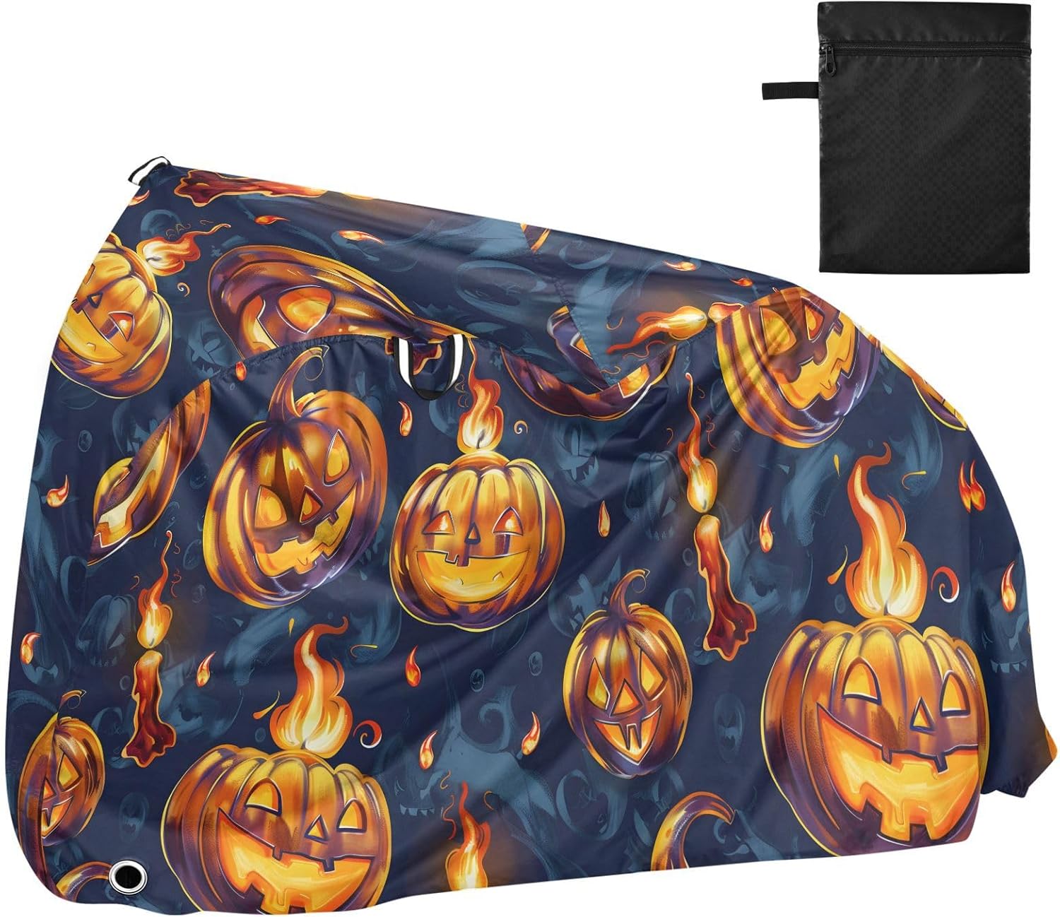 ALAZA Pumpkin Laugh Halloween Bike Cover Waterproof Outdoor Ebike Bicycle Covers Tarp Protection for 1/2 Bikes, Sun UV Dust Wind Proof