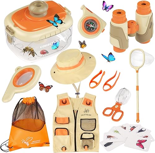 Kit de explorador para niños y kit de captura de insectos, kit de exploración al aire libre de 12 piezas para niños y niñas de 3, 4, 5, 6, 7, 8 a 12