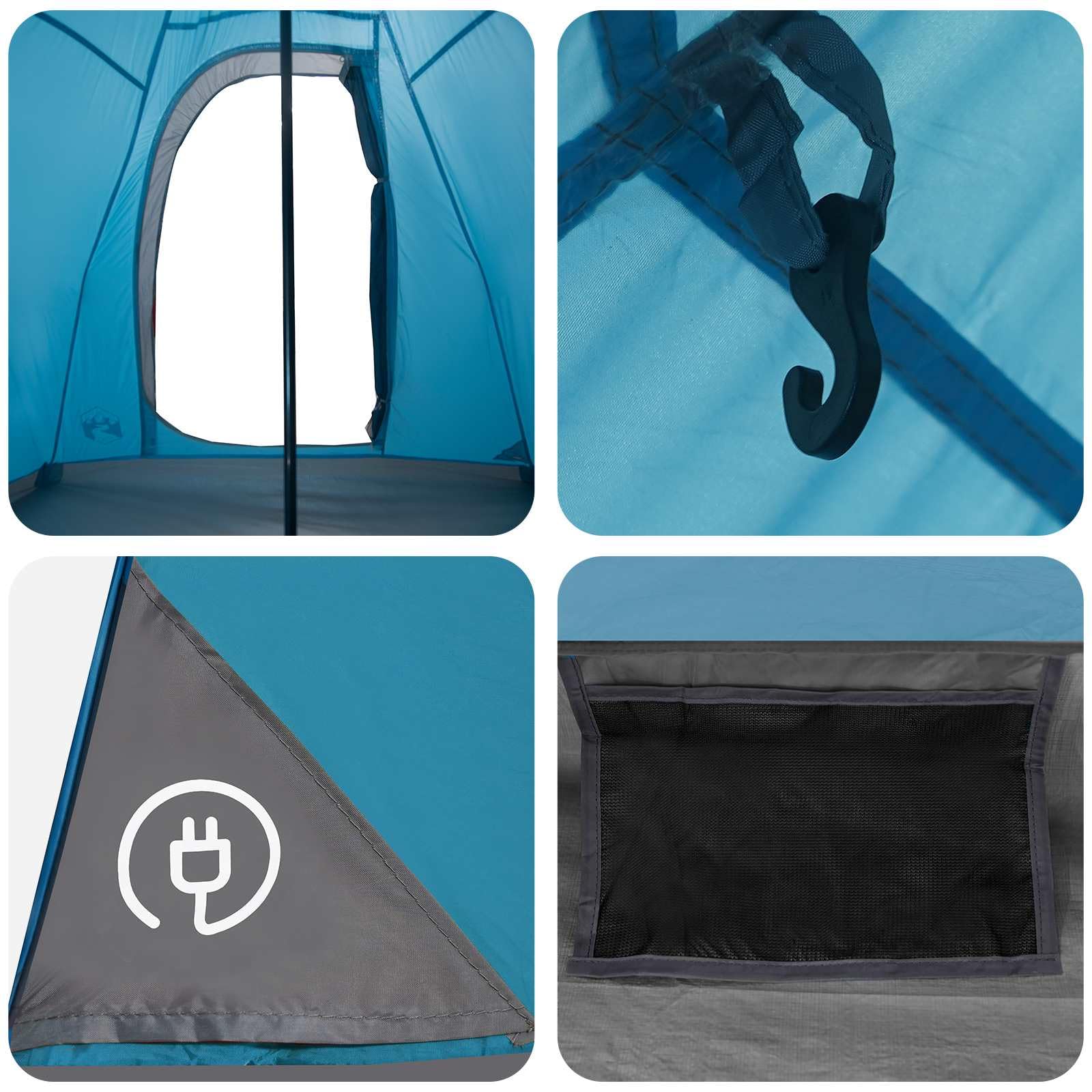 vidaXL Tipi tienda de campaña impermeable para 3 personas, azul, moderna Tipi, resistente al agua para 3 personas, para exteriores, accesorio funcional para acampar con ventana, fácil instalación