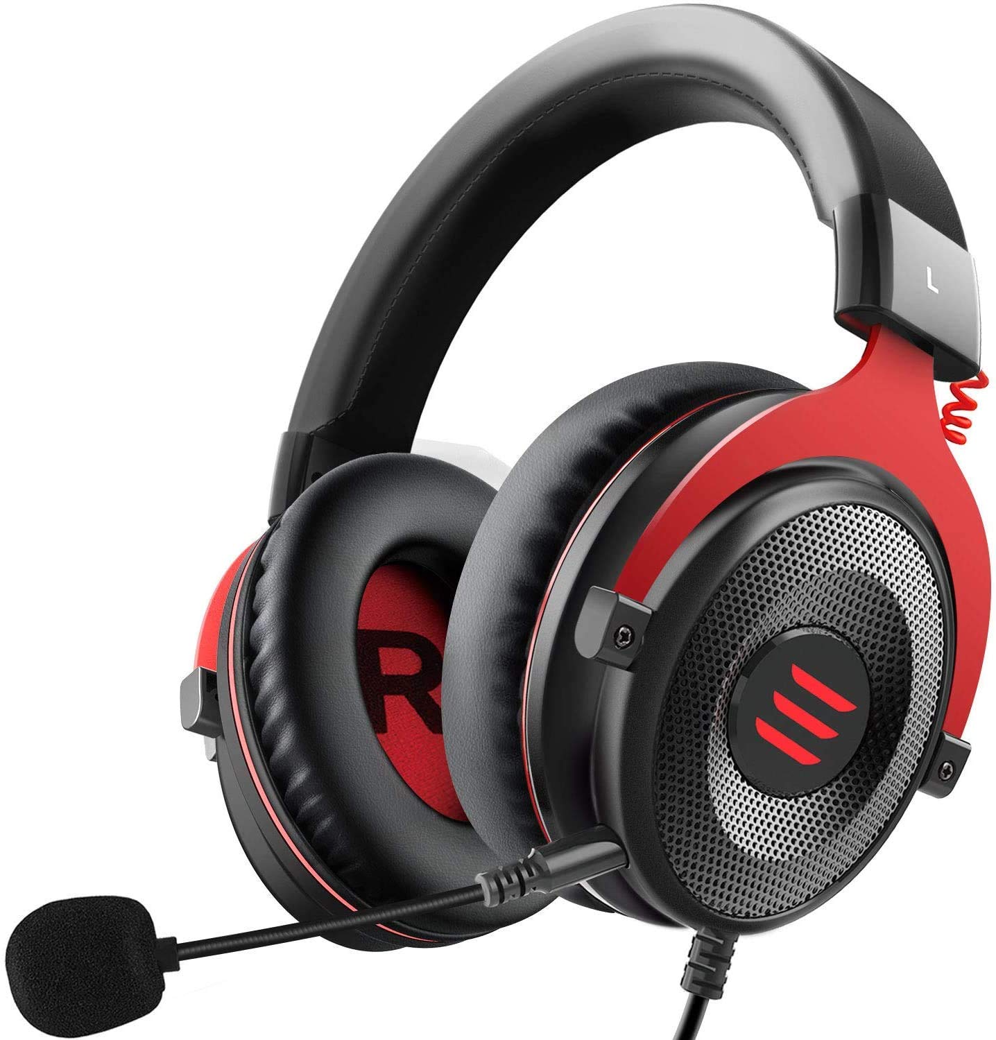 (Refurbished) EKSA E900 Wired Stereo Gaming Headset-Over Ear Headphones with Noise Canceling Mic, Detachable Headset Compatible with PS4, PS5, PC, Laptop (Red) (Refurbished) EKSA E900 Wired Stereo Gaming Headset-Over Ear Headphones with Noise Canceling Mic, Detachable Headset Compatible with PS4, PS5, PC, Laptop (Red)